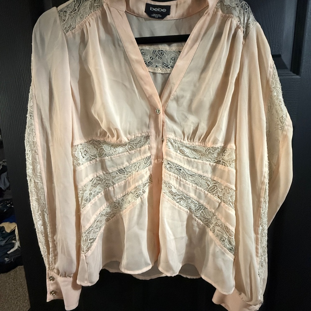 Bebe Women's Blush Lace Blouse